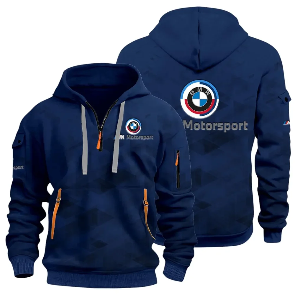 Racing Coupe Hoodie Half Zip 3D Print, Rugged Casual Hoodie CAR514 - Navy