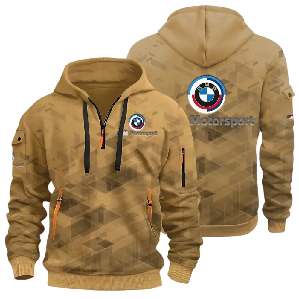 Racing Coupe Hoodie Half Zip 3D Print, Rugged Casual Hoodie CAR514 - Khaki - Image 3