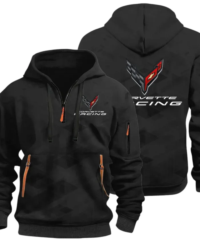 V8 Power Hoodie Half Zip 3D Print, Comfortable Daily Wear CAR514 - Black