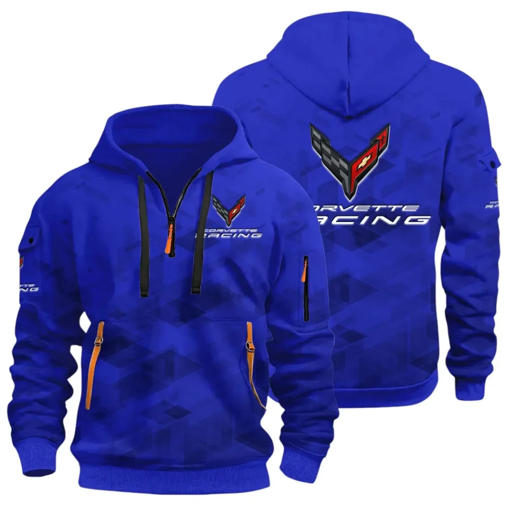 V8 Power Hoodie Half Zip 3D Print, Comfortable Daily Wear CAR514 - Blue