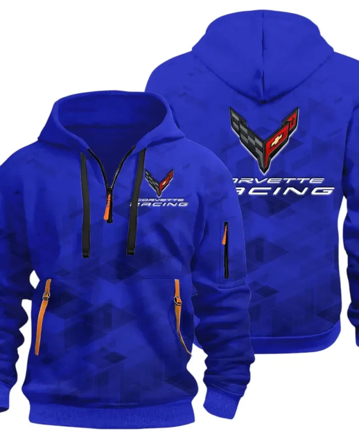 V8 Power Hoodie Half Zip 3D Print, Comfortable Daily Wear CAR514 - Blue
