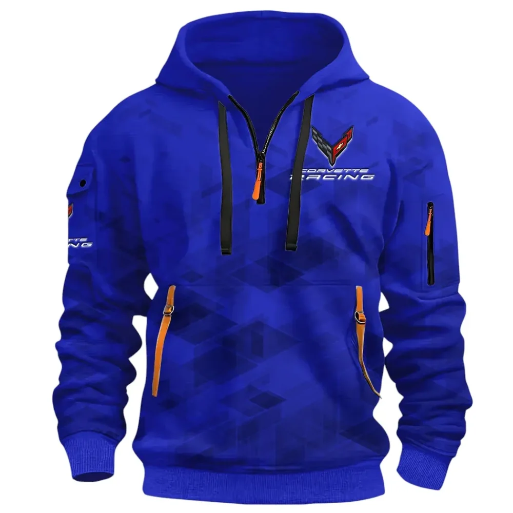 V8 Power Hoodie Half Zip 3D Print, Comfortable Daily Wear CAR514 - Blue - Image 2