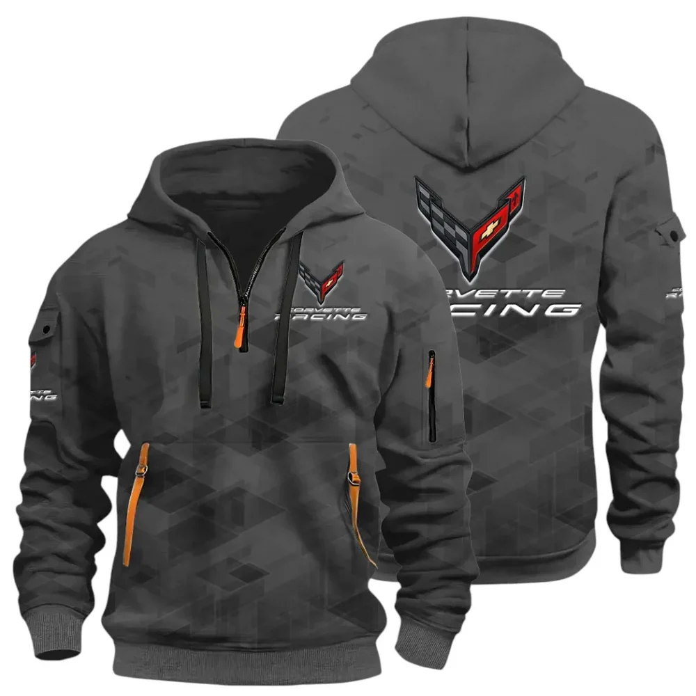 V8 Power Hoodie Half Zip 3D Print, Comfortable Daily Wear CAR514 - Dark Gray