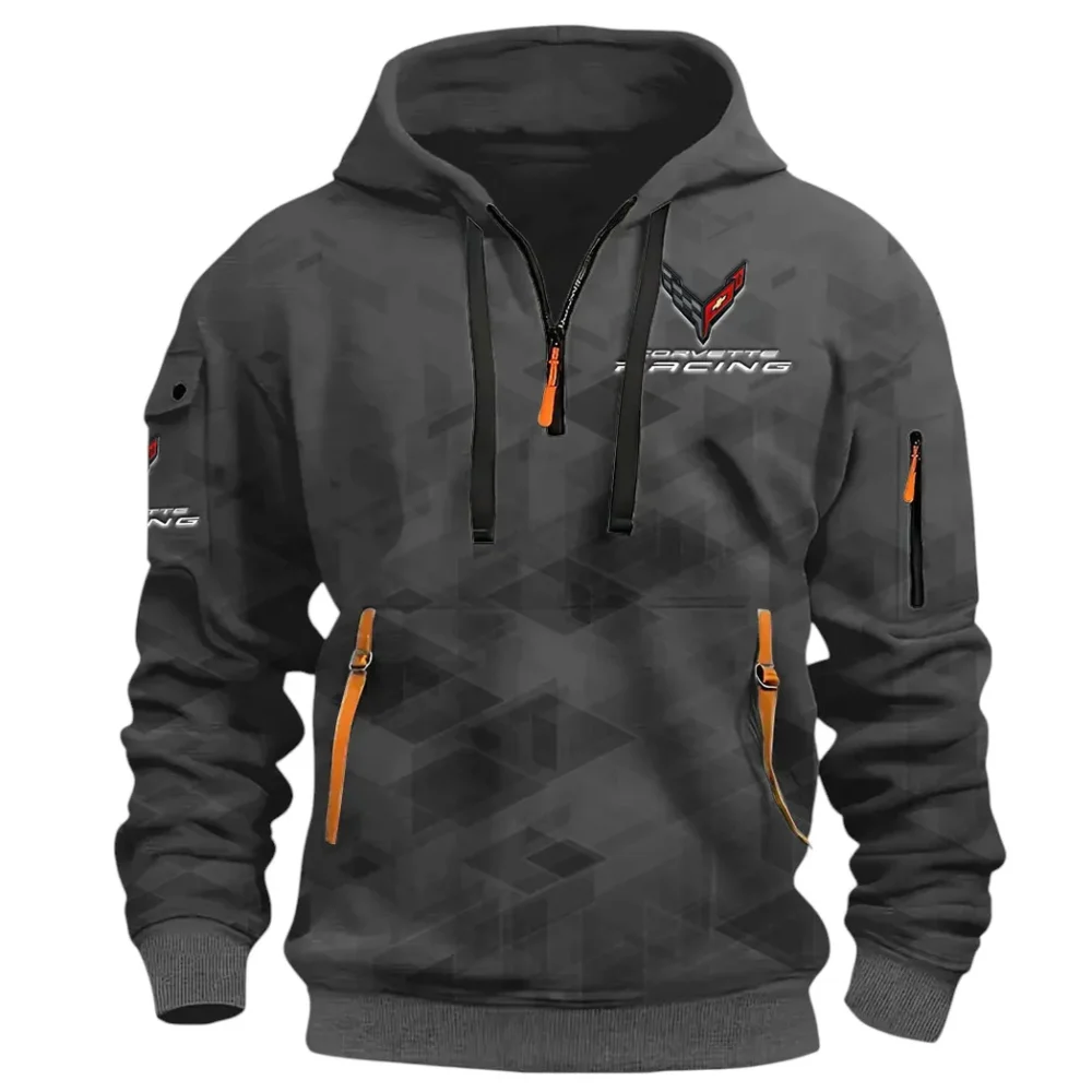 V8 Power Hoodie Half Zip 3D Print, Comfortable Daily Wear CAR514 - Dark Gray - Image 2
