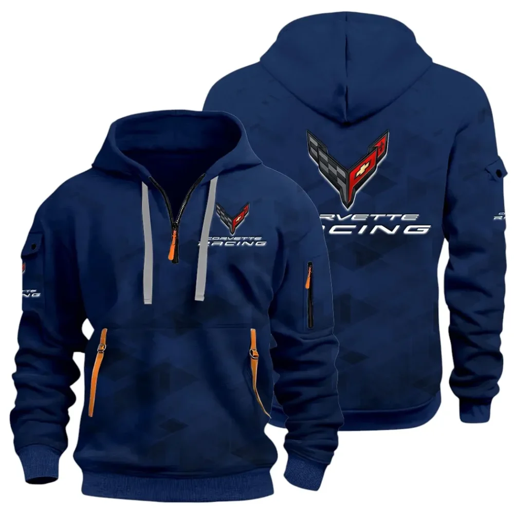 V8 Power Hoodie Half Zip 3D Print, Comfortable Daily Wear CAR514 - Navy