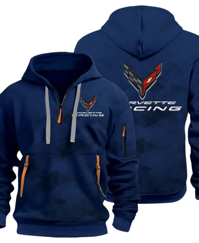 V8 Power Hoodie Half Zip 3D Print, Comfortable Daily Wear CAR514 - Navy