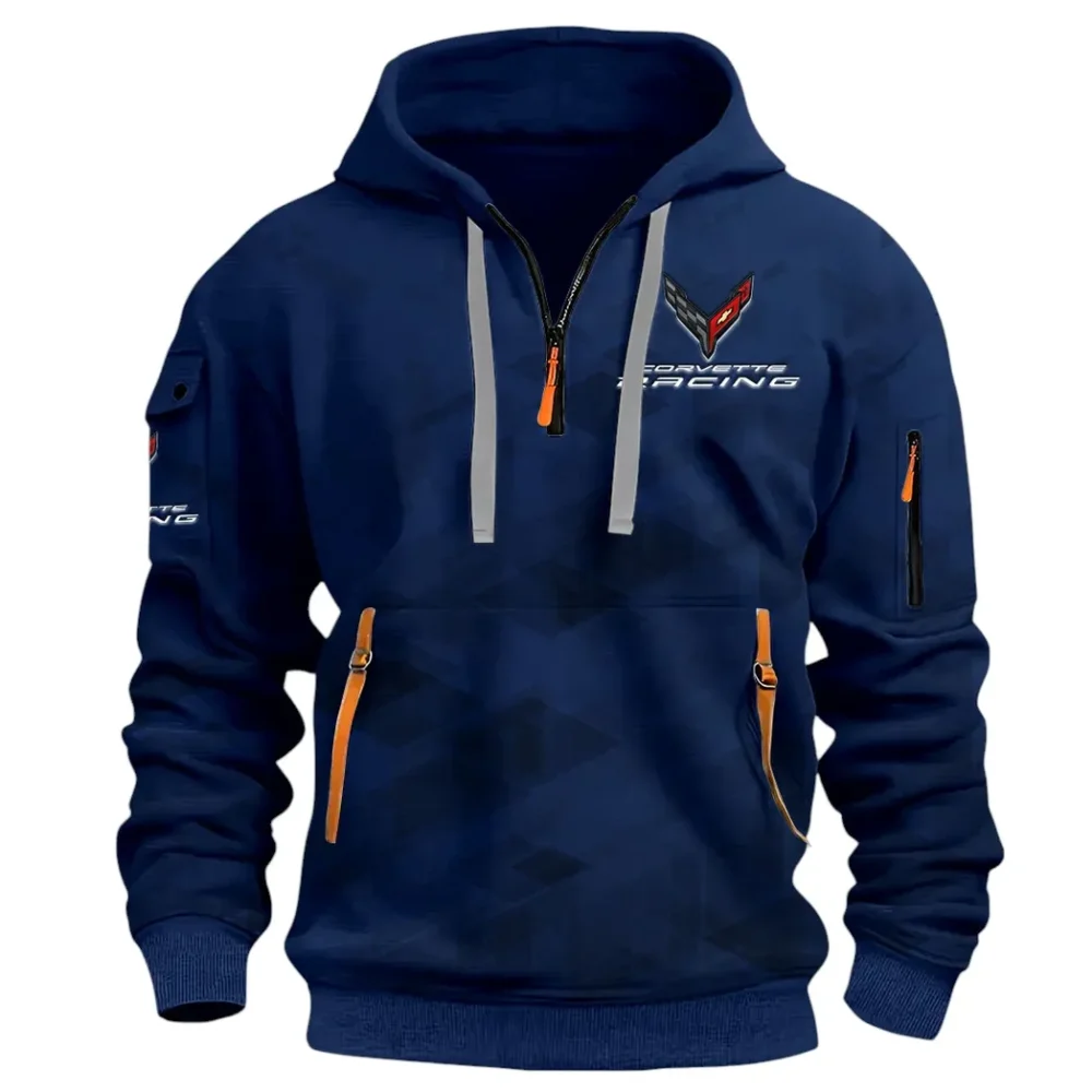 V8 Power Hoodie Half Zip 3D Print, Comfortable Daily Wear CAR514 - Navy - Image 2