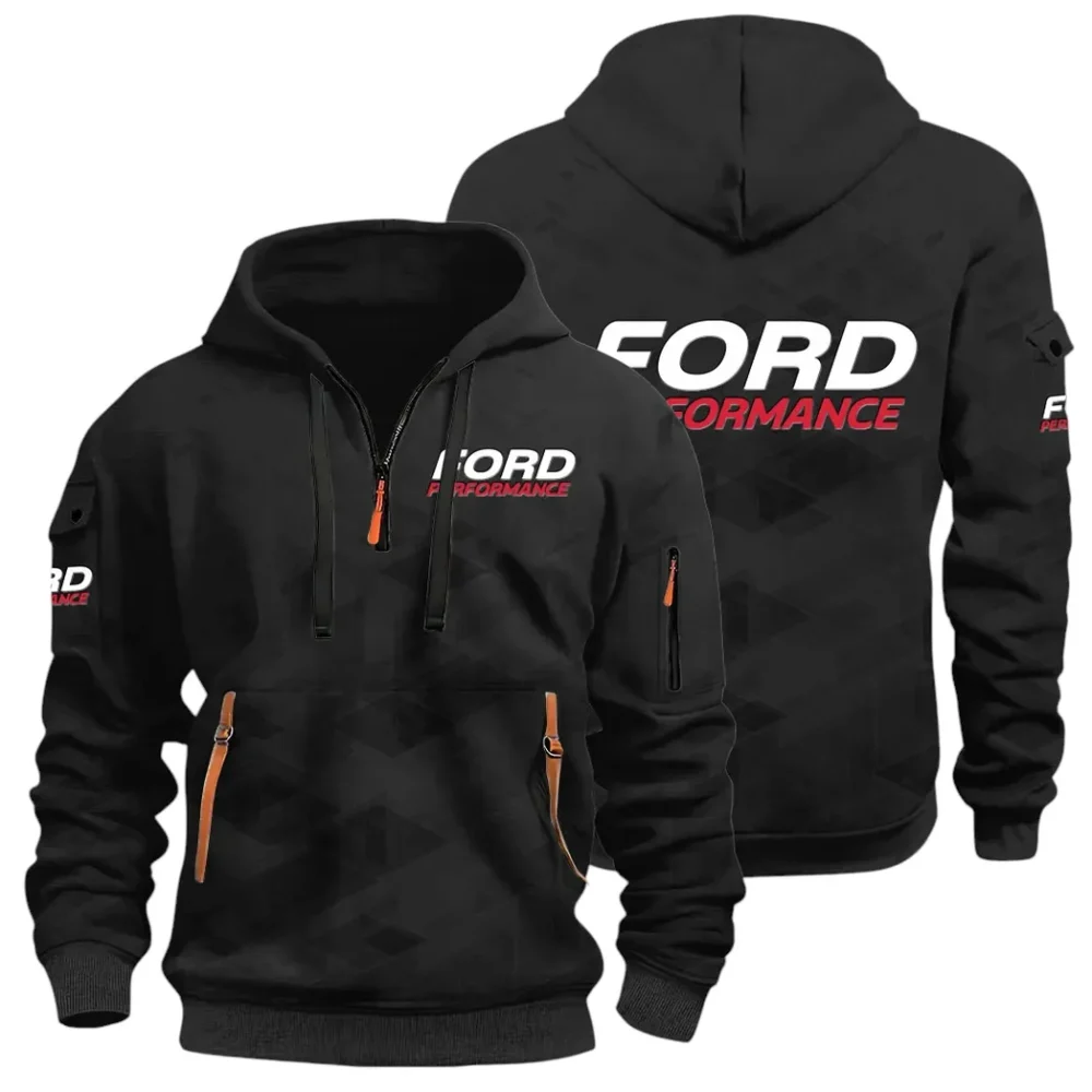 Motion Gear Hoodie Half Zip 3D Print, Rugged Casual Fit Hoodie CAR514 - Black