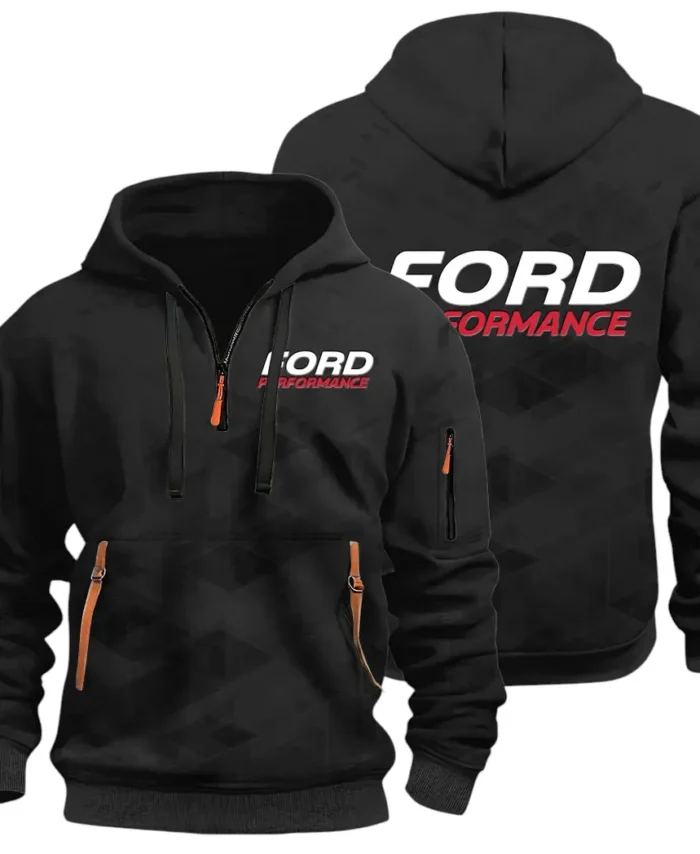 Motion Gear Hoodie Half Zip 3D Print, Rugged Casual Fit Hoodie CAR514 - Black