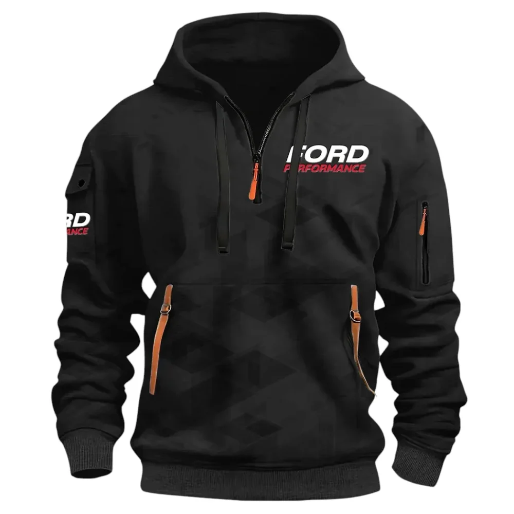 Motion Gear Hoodie Half Zip 3D Print, Rugged Casual Fit Hoodie CAR514 - Black - Image 2