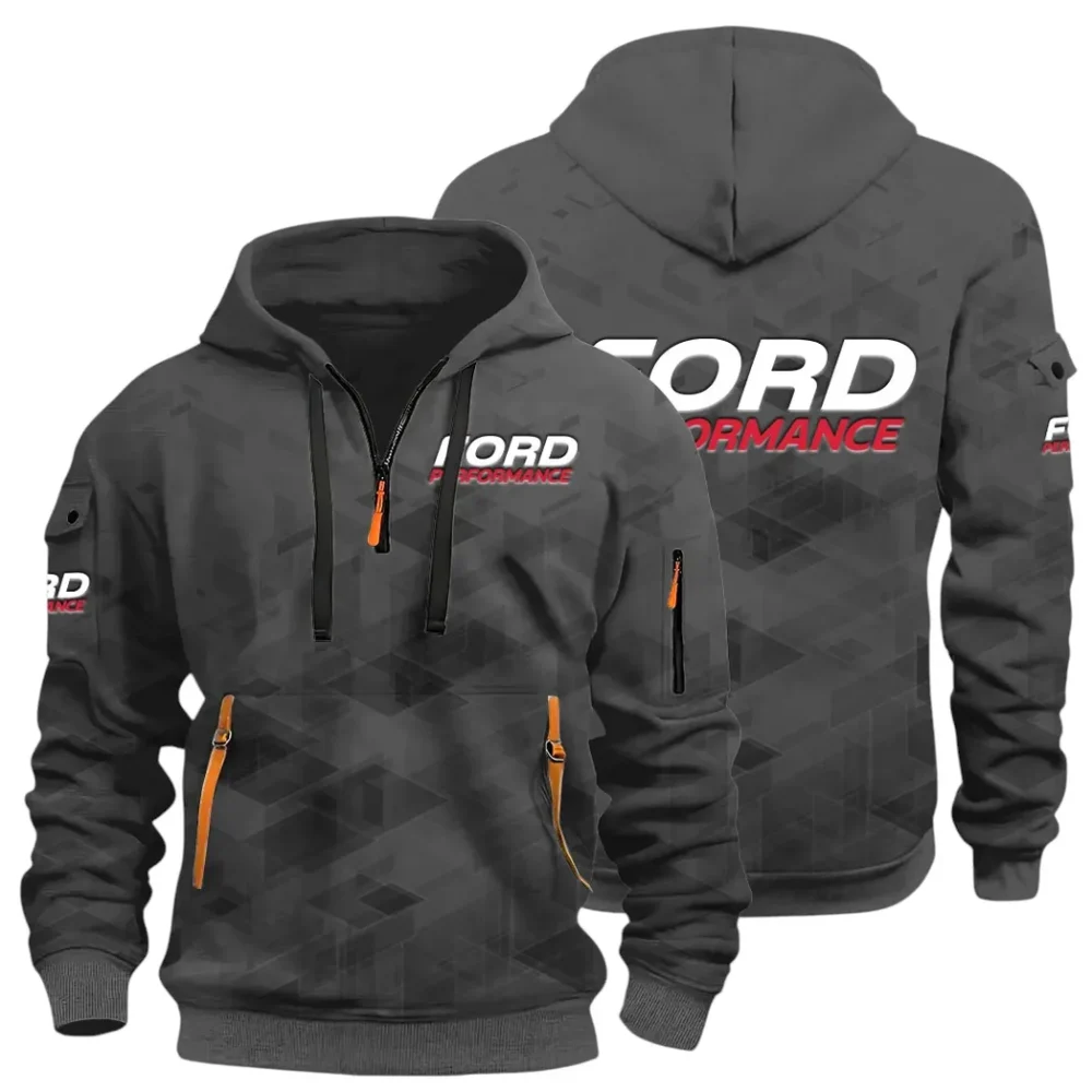 Motion Gear Hoodie Half Zip 3D Print, Rugged Casual Fit Hoodie CAR514 - Dark Gray