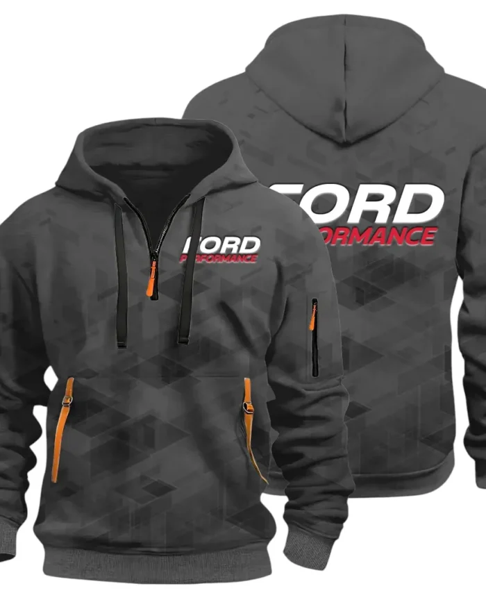 Motion Gear Hoodie Half Zip 3D Print, Rugged Casual Fit Hoodie CAR514 - Dark Gray