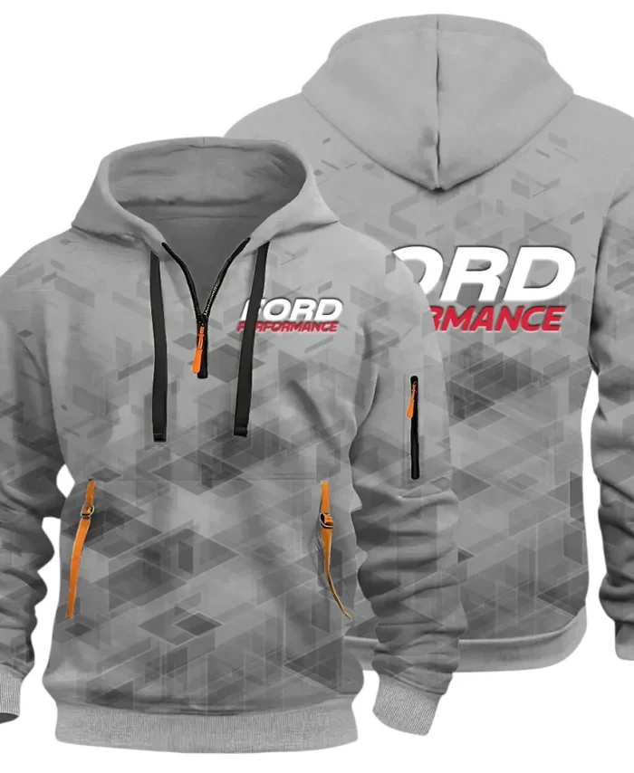 Motion Gear Hoodie Half Zip 3D Print, Rugged Casual Fit Hoodie CAR514 - Gray