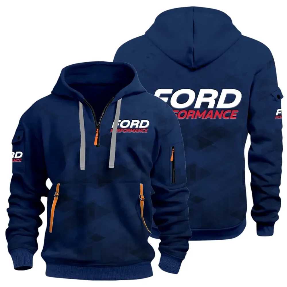 Motion Gear Hoodie Half Zip 3D Print, Rugged Casual Fit Hoodie CAR514 - Navy