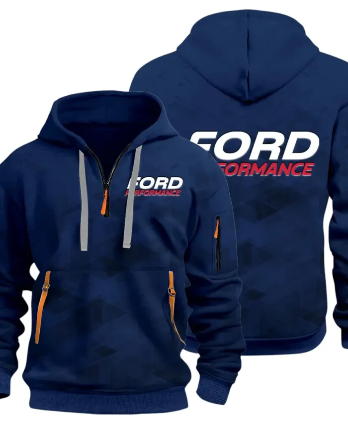 Motion Gear Hoodie Half Zip 3D Print, Rugged Casual Fit Hoodie CAR514 - Navy