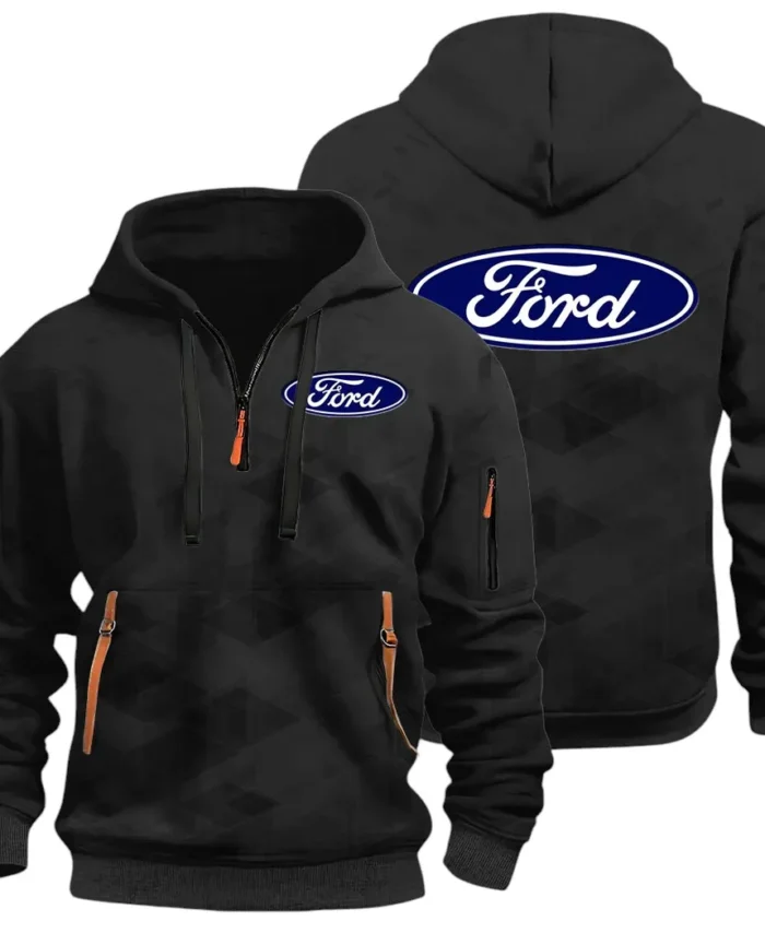 Muscle Car Hoodie Half Zip 3D Print, Adventure-Ready Streetwear CAR514 - Black