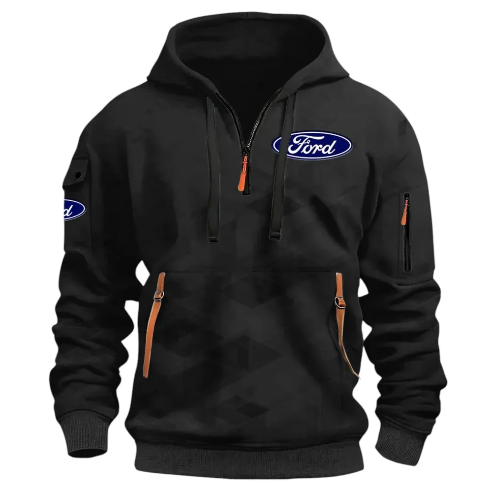 Muscle Car Hoodie Half Zip 3D Print, Adventure-Ready Streetwear CAR514 - Black - Image 2