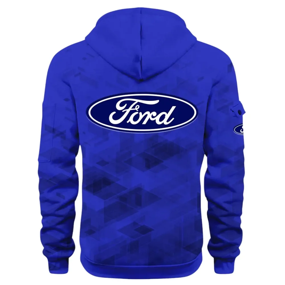 Muscle Car Hoodie Half Zip 3D Print, Adventure-Ready Streetwear CAR514 - Blue - Image 3