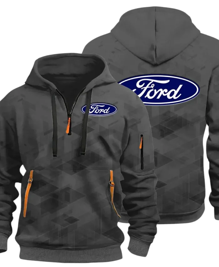 Muscle Car Hoodie Half Zip 3D Print, Adventure-Ready Streetwear CAR514 - Dark Gray