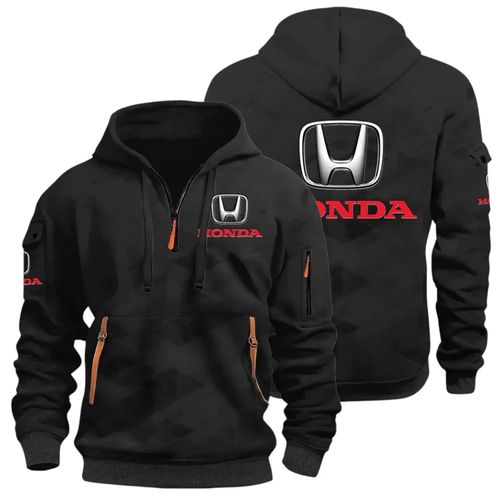 Compact Car Hoodie Half Zip 3D Print, Comfortable Daily Hoodie CAR514 - Black