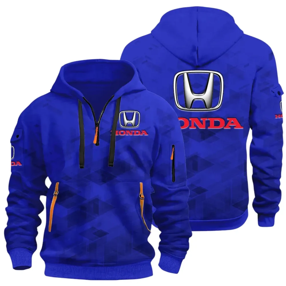 Compact Car Hoodie Half Zip 3D Print, Comfortable Daily Hoodie CAR514 - Blue