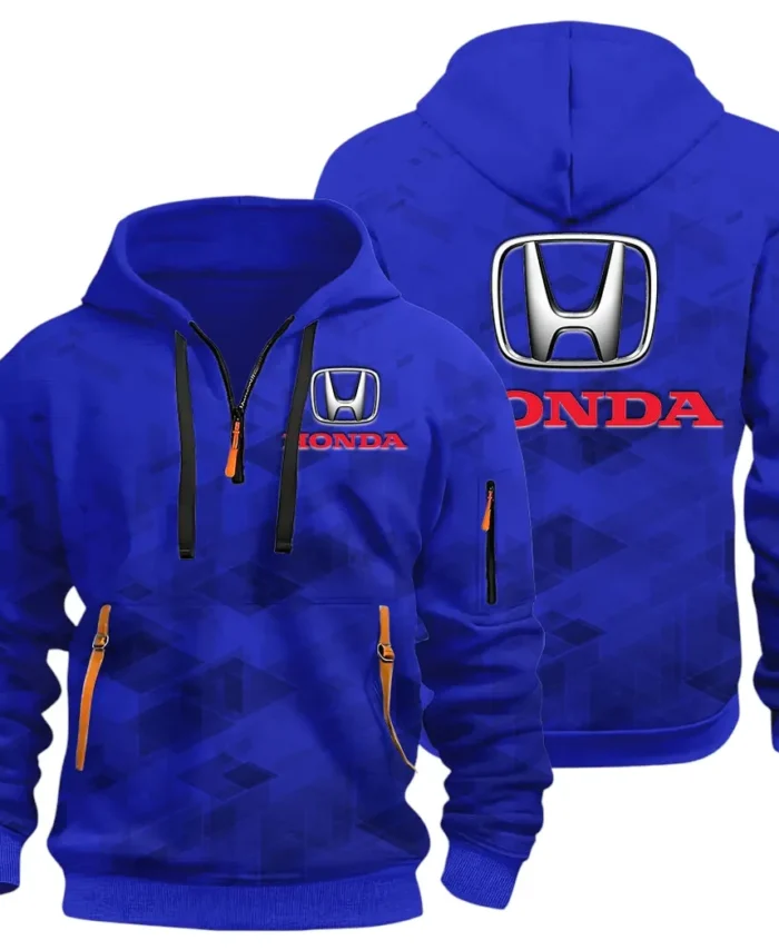 Compact Car Hoodie Half Zip 3D Print, Comfortable Daily Hoodie CAR514 - Blue
