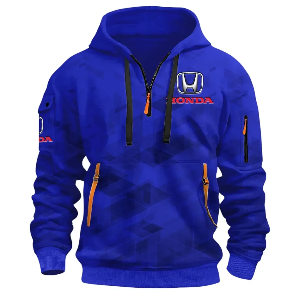 Compact Car Hoodie Half Zip 3D Print, Comfortable Daily Hoodie CAR514 - Blue - Image 2