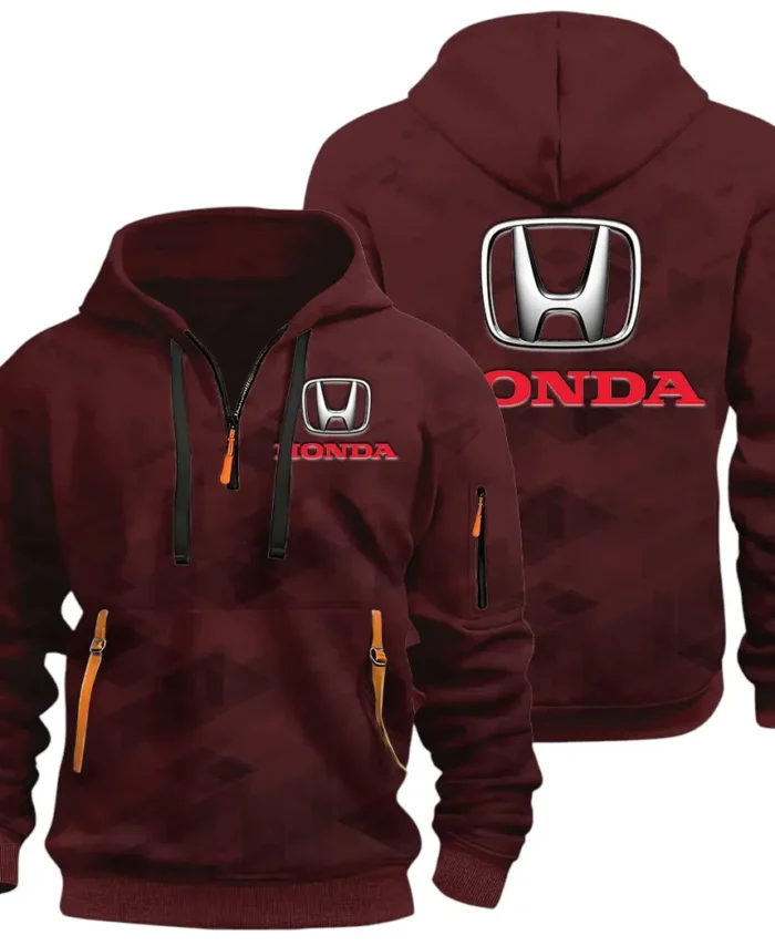Compact Car Hoodie Half Zip 3D Print, Comfortable Daily Hoodie CAR514 - Dark Red