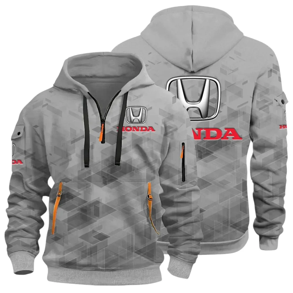 Compact Car Hoodie Half Zip 3D Print, Comfortable Daily Hoodie CAR514 - Gray