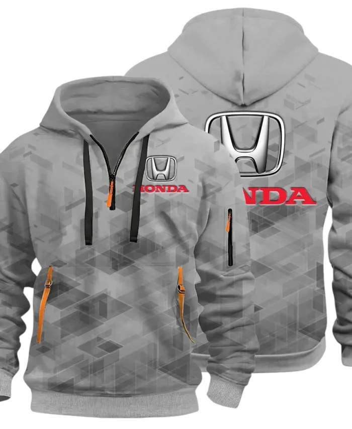 Compact Car Hoodie Half Zip 3D Print, Comfortable Daily Hoodie CAR514 - Gray