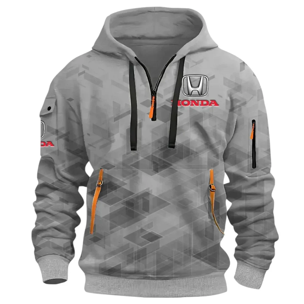 Compact Car Hoodie Half Zip 3D Print, Comfortable Daily Hoodie CAR514 - Gray - Image 2