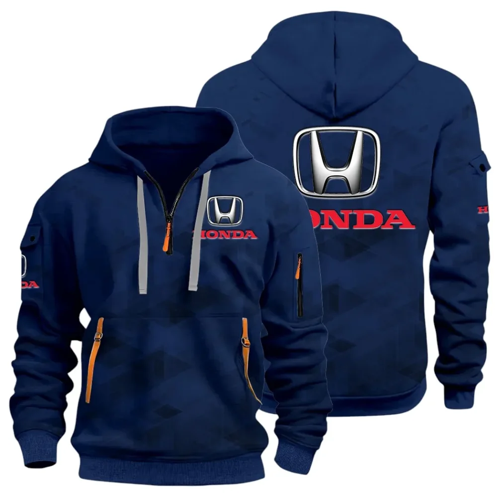 Compact Car Hoodie Half Zip 3D Print, Comfortable Daily Hoodie CAR514 - Navy