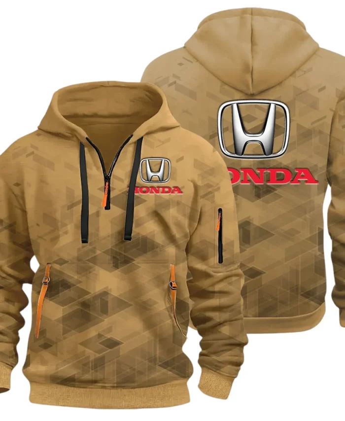 Compact Car Hoodie Half Zip 3D Print, Comfortable Daily Hoodie CAR514 - Khaki