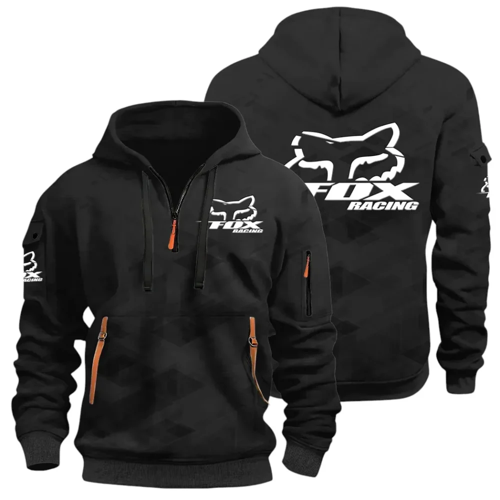 Racing Vibe Hoodie Half Zip 3D Print, Rugged Casual Fit Hoodie CAR514 - Black
