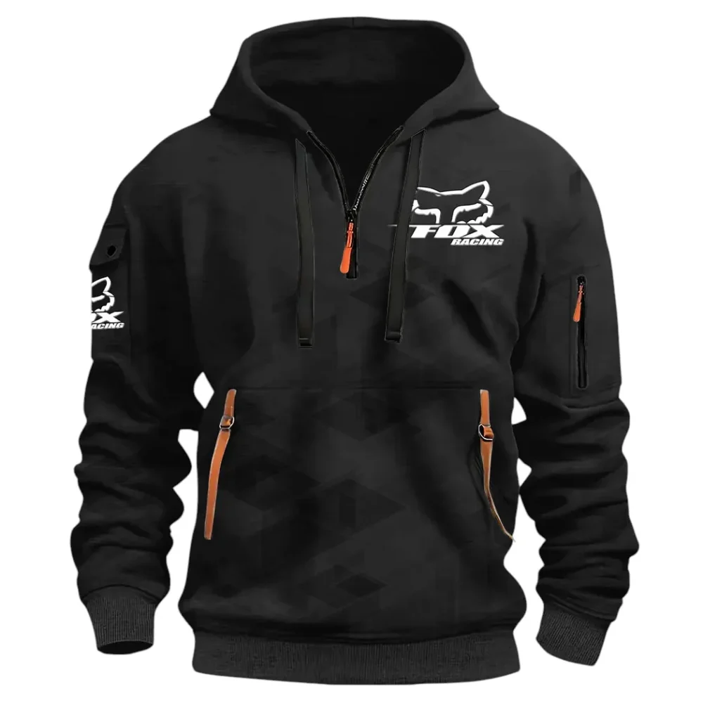 Racing Vibe Hoodie Half Zip 3D Print, Rugged Casual Fit Hoodie CAR514 - Black - Image 2