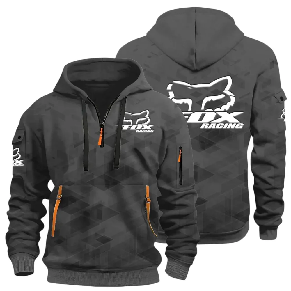 Racing Vibe Hoodie Half Zip 3D Print, Rugged Casual Fit Hoodie CAR514 - Dark Gray