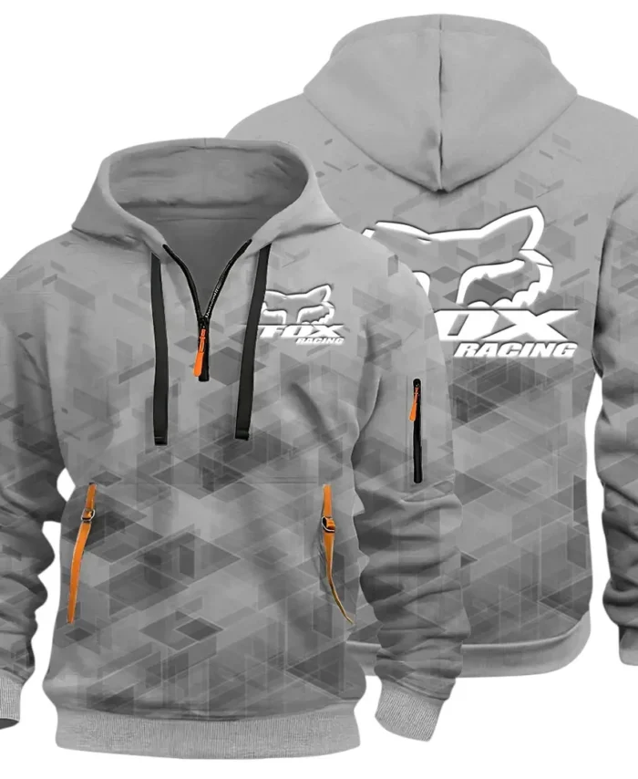 Racing Vibe Hoodie Half Zip 3D Print, Rugged Casual Fit Hoodie CAR514 - Gray