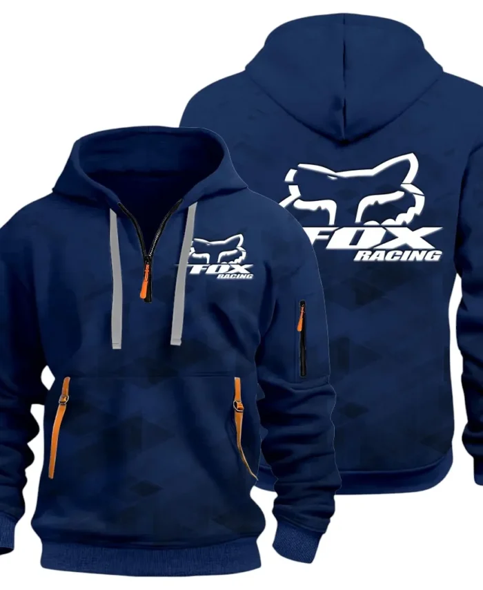 Racing Vibe Hoodie Half Zip 3D Print, Rugged Casual Fit Hoodie CAR514 - Navy