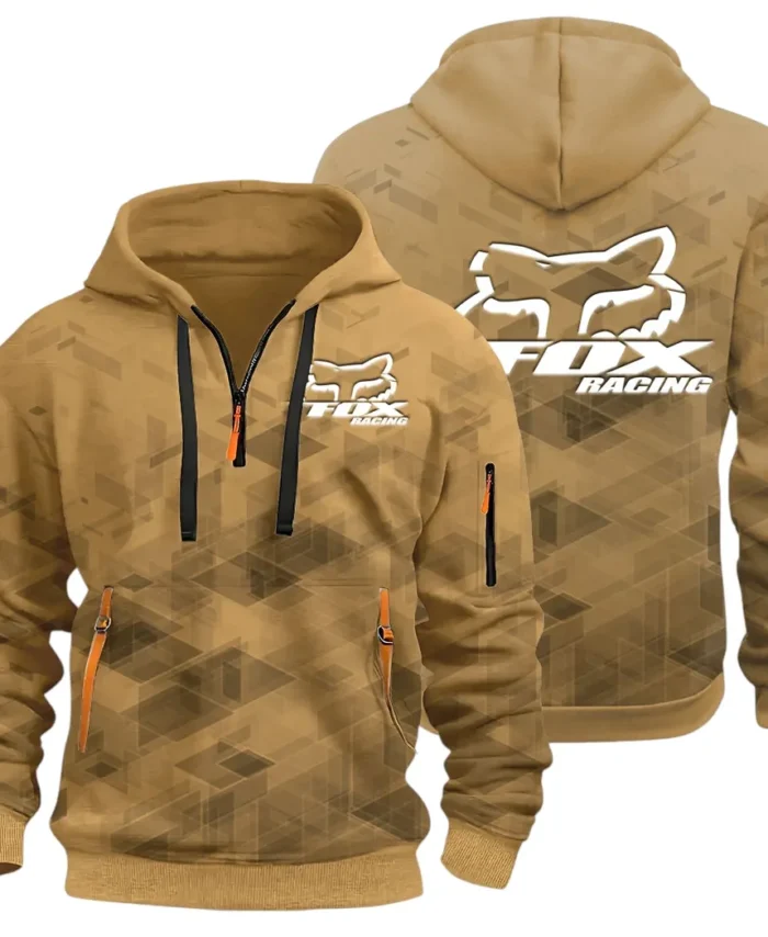 Racing Vibe Hoodie Half Zip 3D Print, Rugged Casual Fit Hoodie CAR514 - Khaki