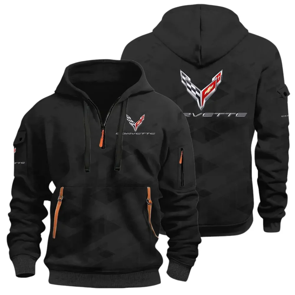 Racing Classic Hoodie Half Zip 3D Print, Adventure-Ready Streetwear CAR514 - Black