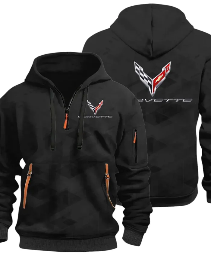 Racing Classic Hoodie Half Zip 3D Print, Adventure-Ready Streetwear CAR514 - Black