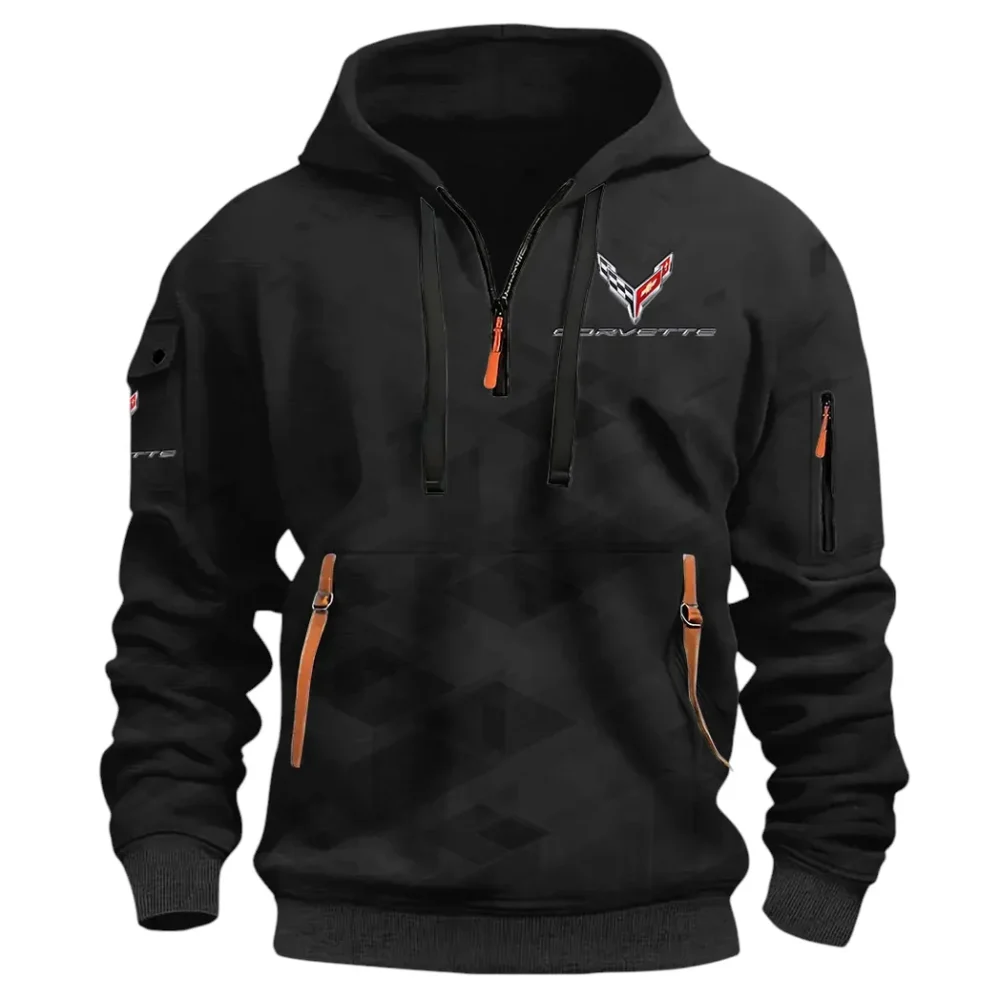Racing Classic Hoodie Half Zip 3D Print, Adventure-Ready Streetwear CAR514 - Black - Image 2