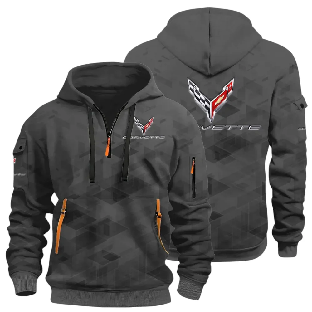 Racing Classic Hoodie Half Zip 3D Print, Adventure-Ready Streetwear CAR514 - Dark Gray