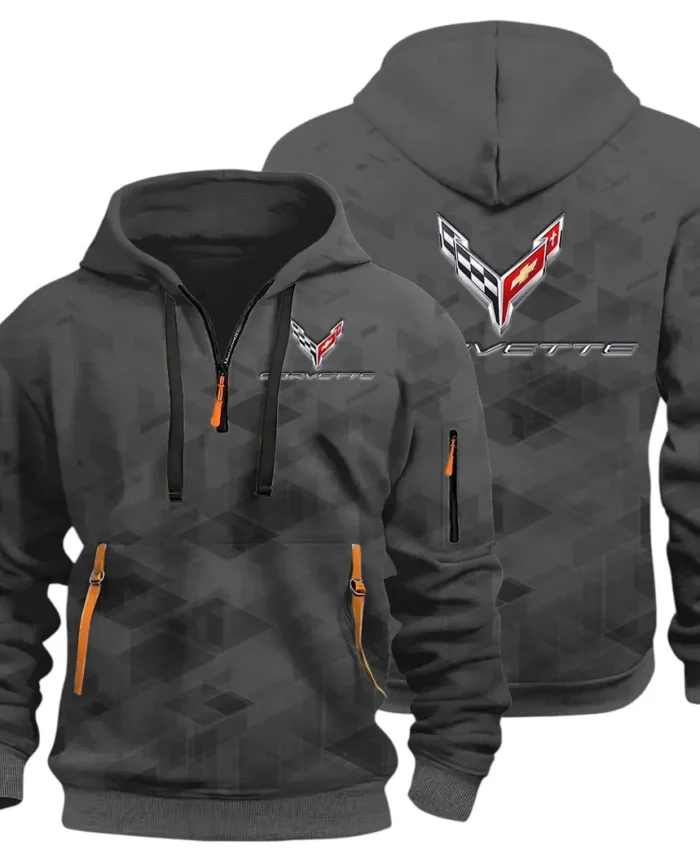 Racing Classic Hoodie Half Zip 3D Print, Adventure-Ready Streetwear CAR514 - Dark Gray