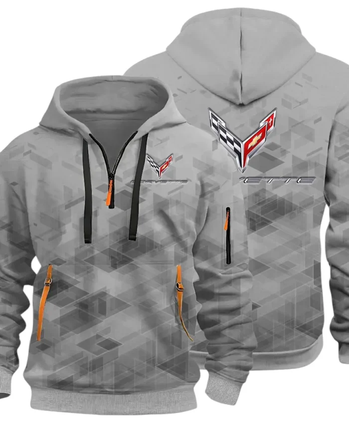 Racing Classic Hoodie Half Zip 3D Print, Adventure-Ready Streetwear CAR514 - Gray