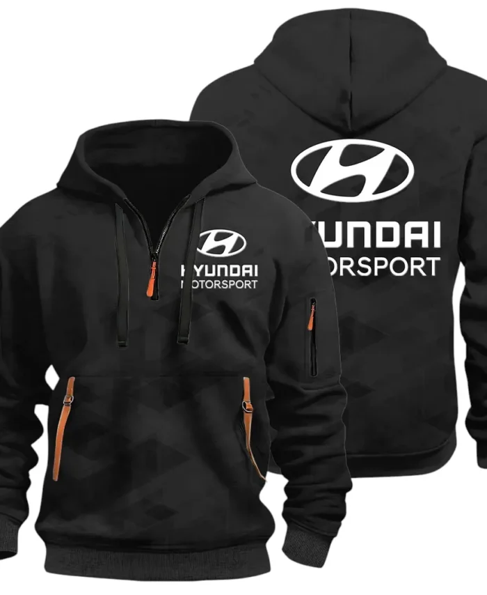 Racing Vibe Hoodie Half Zip 3D Print, Adventure-Ready Streetwear CAR514 - Black
