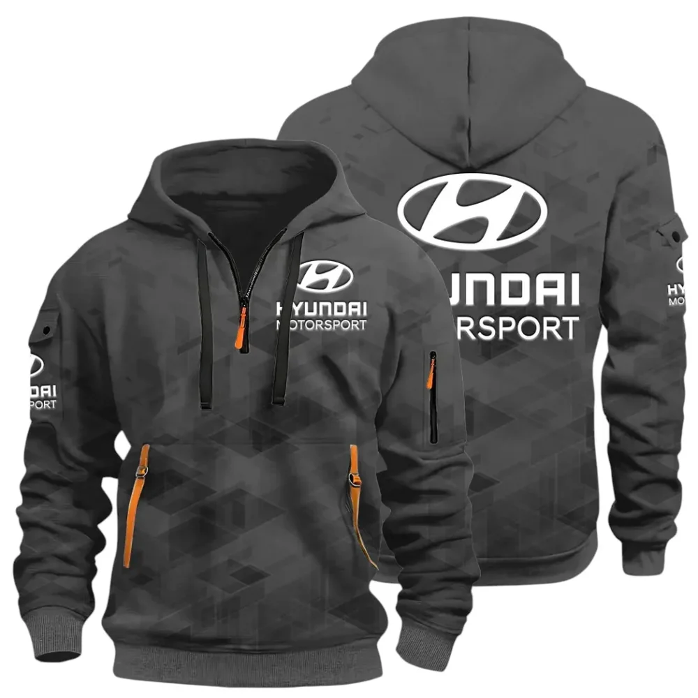 Racing Vibe Hoodie Half Zip 3D Print, Adventure-Ready Streetwear CAR514 - Dark Gray