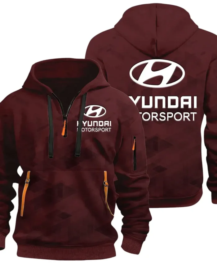 Racing Vibe Hoodie Half Zip 3D Print, Adventure-Ready Streetwear CAR514 - Dark Red