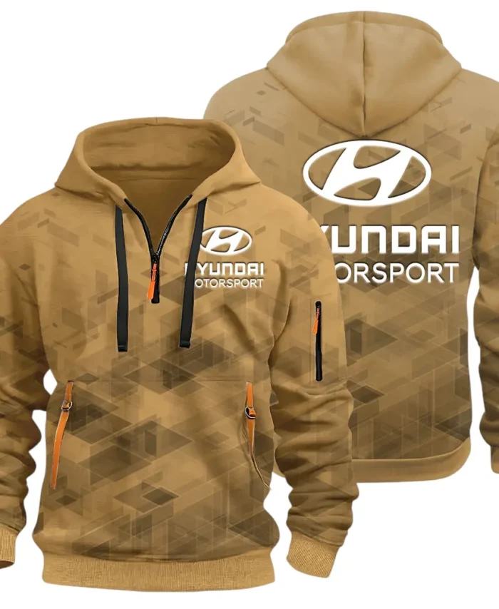 Racing Vibe Hoodie Half Zip 3D Print, Adventure-Ready Streetwear CAR514 - Khaki
