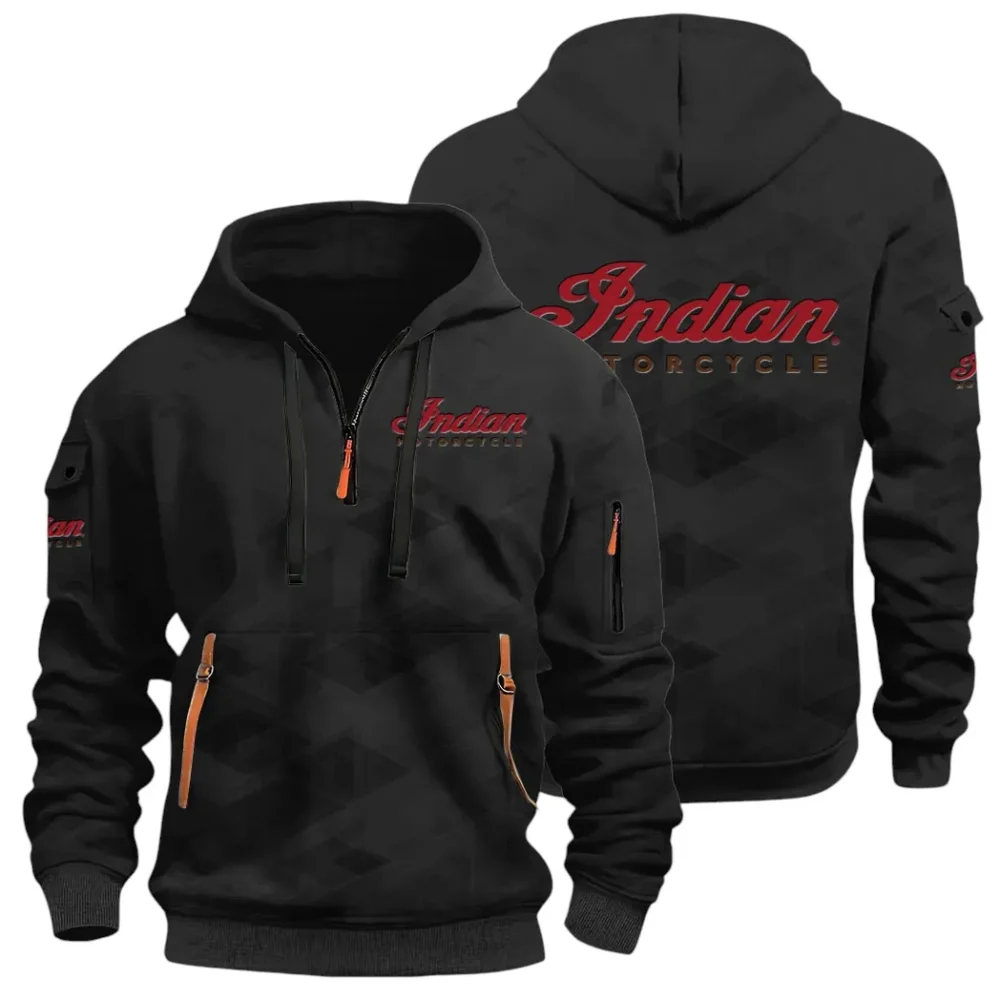Heritage Bike Hoodie Half Zip 3D Print, Comfortable Daily Wear CAR514 - Black